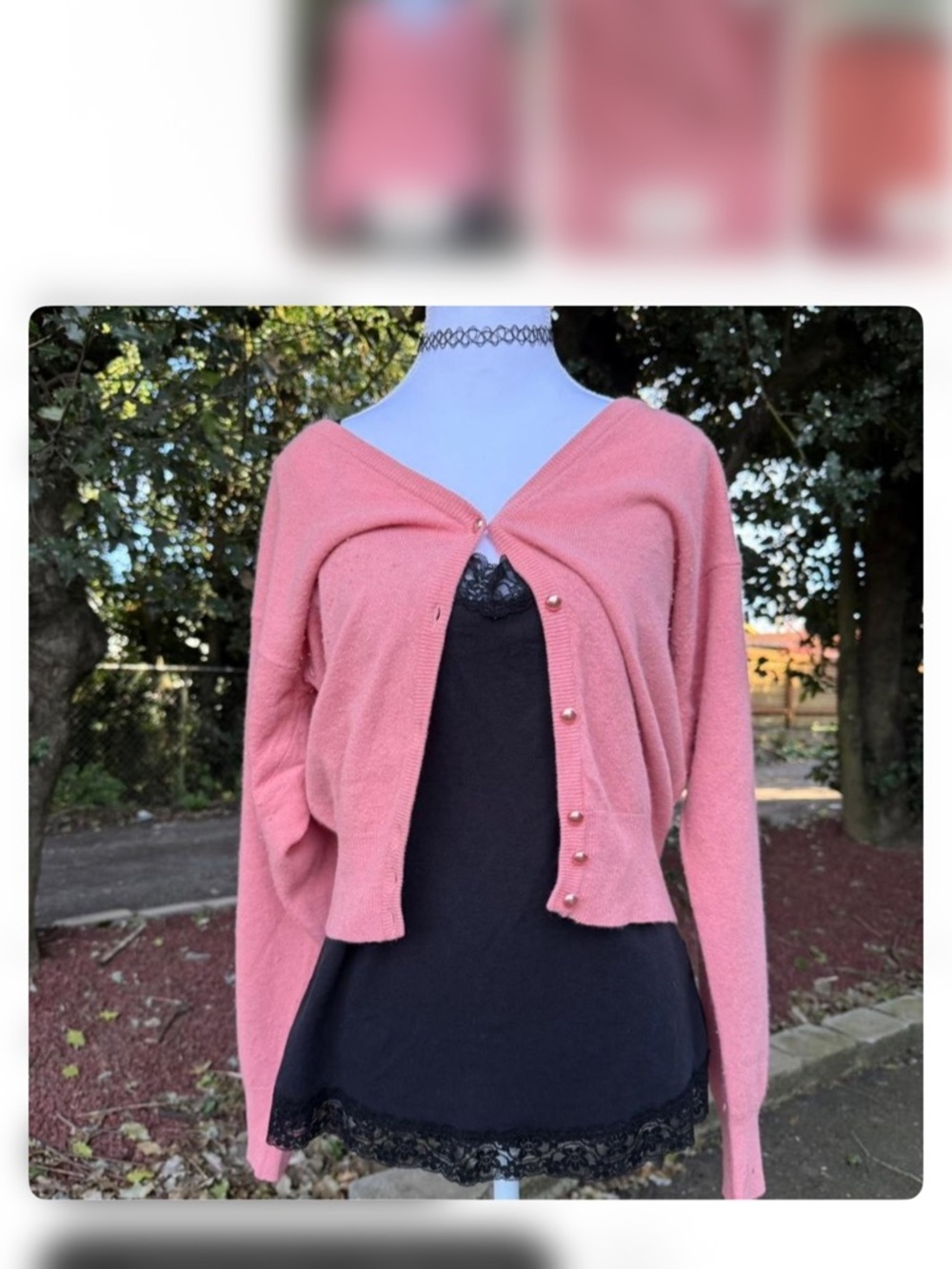 United Colors Of Benetton Rose-Pink Pearl Button Cropped Cardigan